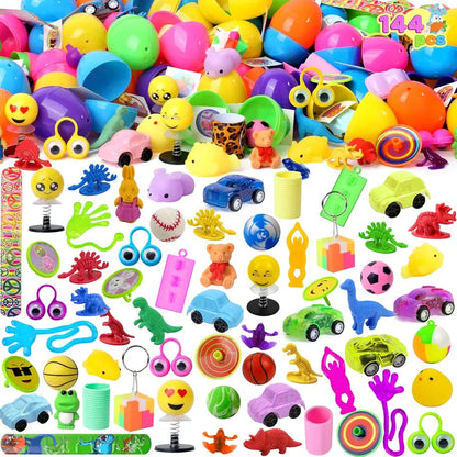 BARKOMA® Prefilled Easter Eggs Toys and Stickers for Easter Egg Hunt, Filled with Toys Party Favors for Kids Boys Girls Easter Eggs Hunt, Basket Stuffers Fillers, Classroom Prize Supplies Kids Outdoor Play