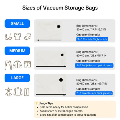 BARKOMA® Travel Vacuum Compression Storage Bags with USB Rechargeable Electric Pump Ultra Compact Lightweight Space Savers for Clothing & Travel Essentials Zipper Pouches Outdoor Packing System Hand Organizer Holiday Variety Pack