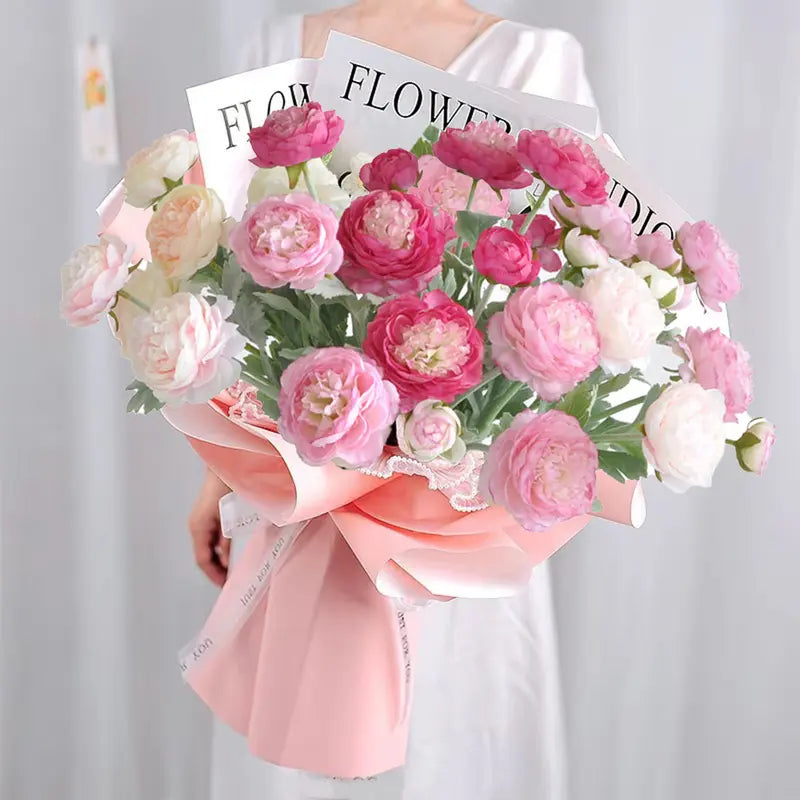 BARKOMA® Peony Bouquet — 20 Stems (≈60 Heads), 50 cm, Bendable Stems for Wedding & Home Décor (Vase Not Included)