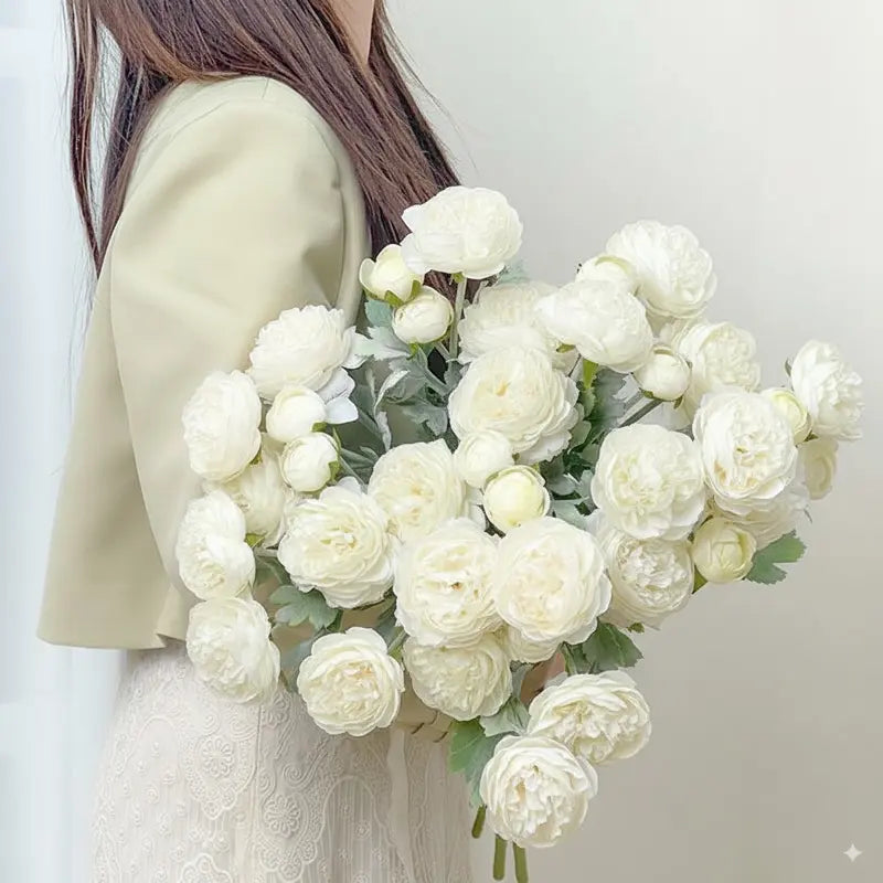 BARKOMA® Peony Bouquet — 20 Stems (≈60 Heads), 50 cm, Bendable Stems for Wedding & Home Décor (Vase Not Included)