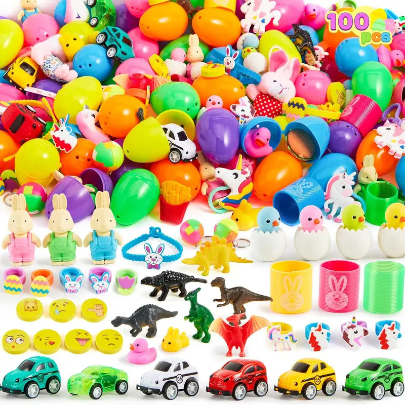 BARKOMA® Prefilled Easter Eggs Toys and Stickers for Easter Egg Hunt, Filled with Toys Party Favors for Kids Boys Girls Easter Eggs Hunt, Basket Stuffers Fillers, Classroom Prize Supplies Kids Outdoor Play