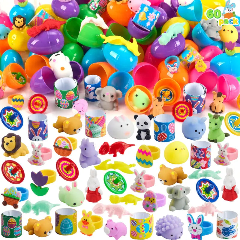 BARKOMA® Prefilled Easter Eggs Toys and Stickers for Easter Egg Hunt, Filled with Toys Party Favors for Kids Boys Girls Easter Eggs Hunt, Basket Stuffers Fillers, Classroom Prize Supplies Kids Outdoor Play
