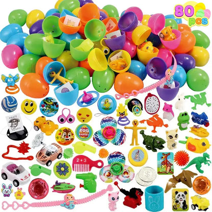 BARKOMA® Prefilled Easter Eggs Toys and Stickers for Easter Egg Hunt, Filled with Toys Party Favors for Kids Boys Girls Easter Eggs Hunt, Basket Stuffers Fillers, Classroom Prize Supplies Kids Outdoor Play