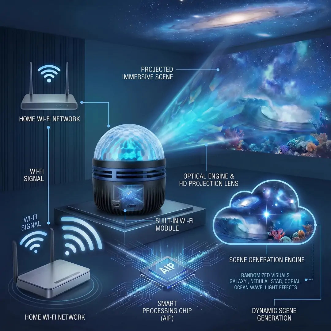 Topacme® 360° Night Light Projector - Smart Holographic Star Projector🌌
