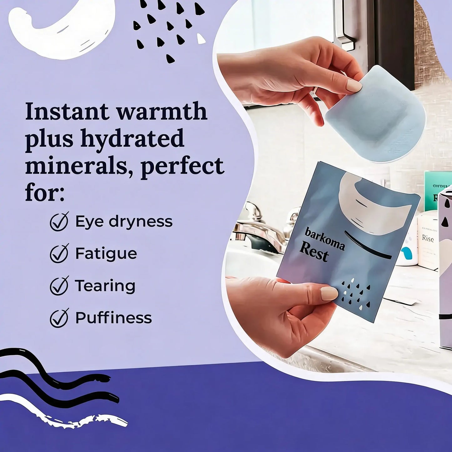 BARKOMA® Rest Self Heating Warm Compresses - Self Heating Eye Masks, Heated Eye Mask, Dry Eye Relief, Travel-friendly, Moisturizing, Hydrating